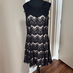 Dress Barn Black Lace Midi Dress with Nude Lining